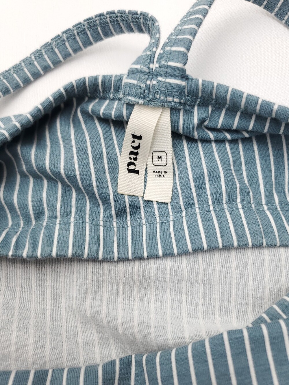 Pact Fit & Flare Strappy Midi Dress Lake Blossoms/Stripe Cotton Cozy Autumn Sz M - Picture 3 of 13